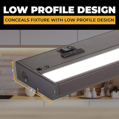 LED Under Cabinet Lighting Hardwired - 3CCT 40 Inch Bronze Finish - Undercabinet Lights for Kitchen - Linkable Undercounter Dimmable Plug in Light or Hard Wired - Under Counter Fixture Direct Wire