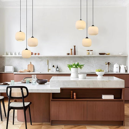 3 Cluster Pendant Light Fixture Ribbed Milk Glass Pendant Light Modern Globe Cluster Chandelier Contemporary Kitchen Pendant Lights Black Farmhouse Chandeliers for Dining Room