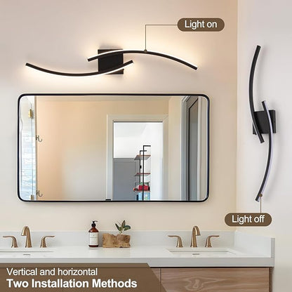 Hardwired 3000~6000K Modern Wall Sconce, 31.5IN Black LED Wall Light Fixtures Wall Lights for Bedroom, Living Room, Hallway and Bedside Wall Lamp