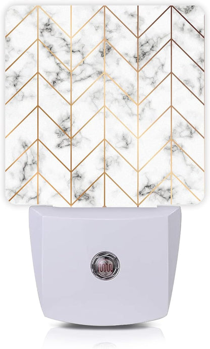 Marble Line Geometric Night Light,Plug-in Night Lights with Dusk-to-Dawn Sensor for Stairway/Hallway/Kitchen Sleep Friendly lamp for Women/Girls/Boys Gift,0.5W