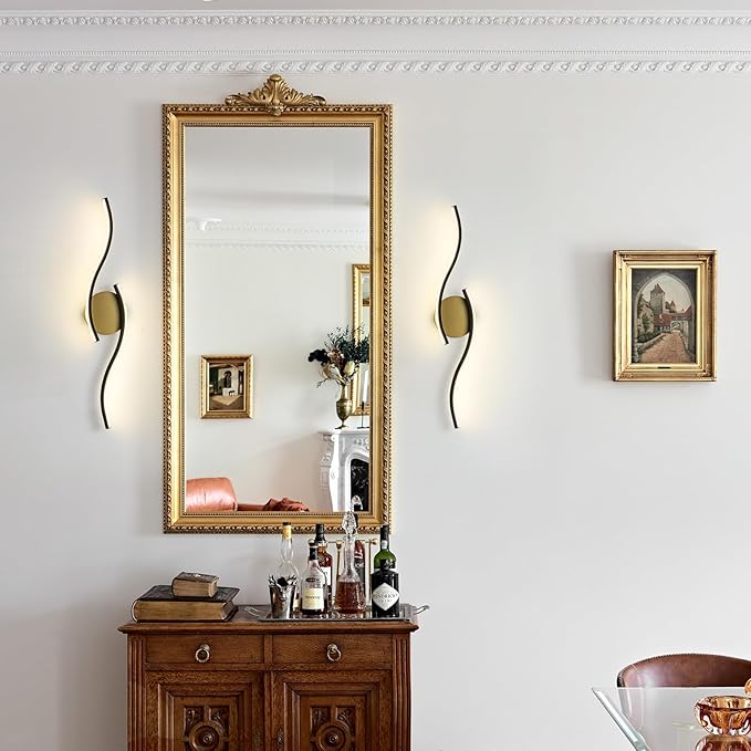 XZHGCEE Modern Vanity Lights Bathroom Light Fixtures : Black and Gold Vanity Light LED Wall Sconce - Indoor Wall Lights for Living Room, Bedroom, Hallway