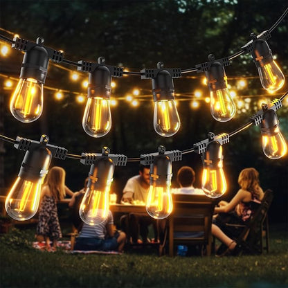 Outdoor String LED Patio Lights - 100Ft 30M Outside Waterproof Light with Remote Dimmable S14 Shatterproof Bulb Connectable Hanging Outdoor Electric Lighting for Backyard Yard Easter Gifts for men