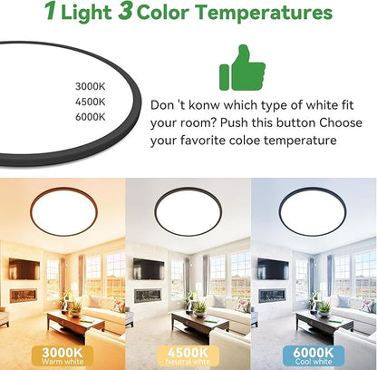 hepside 15.8INCH 4Pack Big Dimmable Flush Mount Ceiling Light Fixture Black, 3CCT 3000/4500/6000K Ceiling Lamp, 36W 4200LM Super Bright Low Profile Light for Bedroom, Kitchen, Bathroom, Hallway