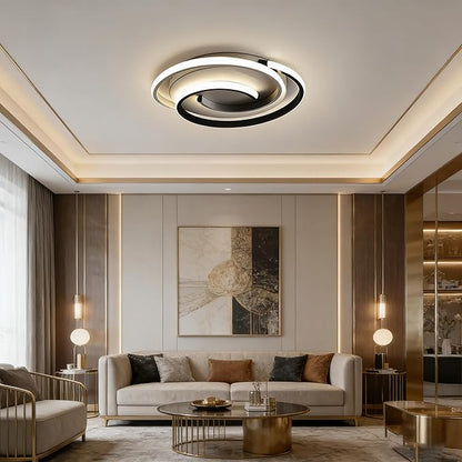 Spiral LED Ceiling Light, 3 Color Changeable 3000K/4000K/6000K, 16 Inch Modern Flush Mount Ceiling Lamp for Bedroom, Living Room, Kitchen, Hallway