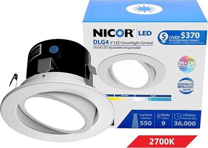 DLG4 Series 4 in. LED Gimbal Downlight Retrofit Kit in 2700K (DLG4-10-120-2K-WH