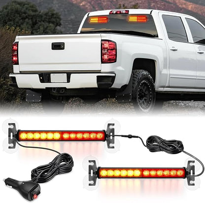 Nilight 24LED Emergency Strobe Traffic Advisor Light Bar 2 in 1 Amber Red Dash Warning Safety Flashing Lights Front/Rear Windshield Construction Lights for Trucks Cars Plow Police Firefighter Vehicles