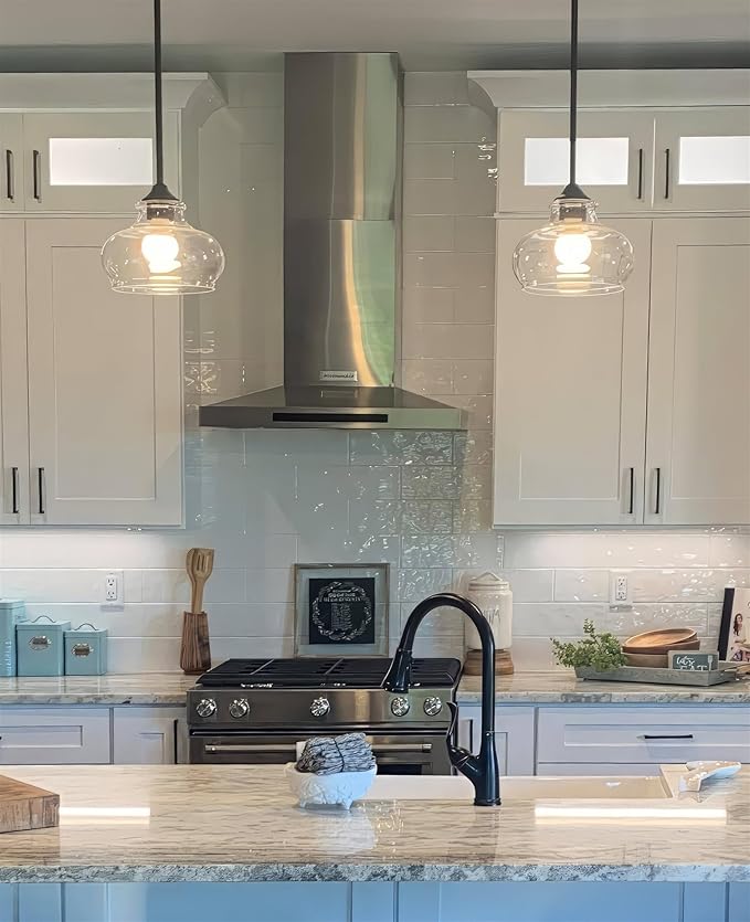 Kira Home Harlow 9" Modern Schoolhouse Pendant Light with Clear Glass Shade, Industrial Farmhouse Brown Hanging Light with Schoolhouse Glass, Oil Rubbed Bronze Finish