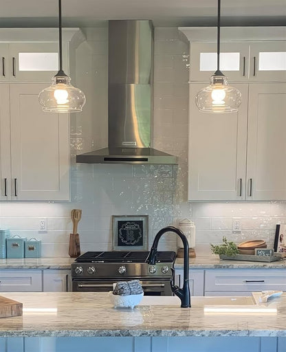 Kira Home Harlow 9" Modern Schoolhouse Pendant Light with Clear Glass Shade, Industrial Farmhouse Brown Hanging Light with Schoolhouse Glass, Oil Rubbed Bronze Finish