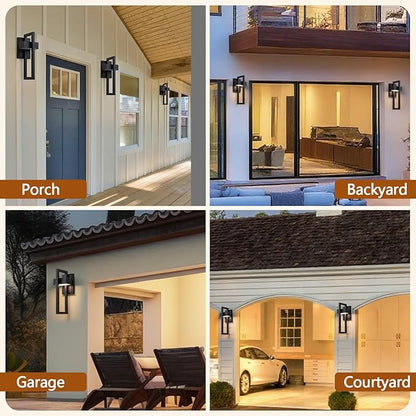 Modern Outdoor Wall Light, 15W LED Exterior Lighting Fixture, 3000K Warm White Matte Black Wall Sconce for Front Door, Porch, Garage and Patio