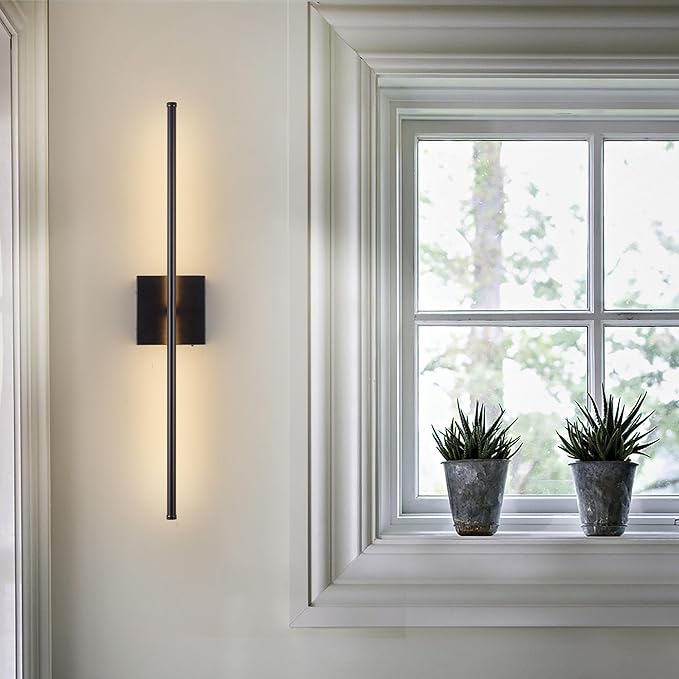 KARTOOSH 32.2 Inch 9 RGB Color Battery Operated Wireless Wall Sconces Set of Two, with Remote, Dimmable, Warm/Natural White/Daylight, Rotatable, LED Wall Light for Living Room, Bedroom, Black