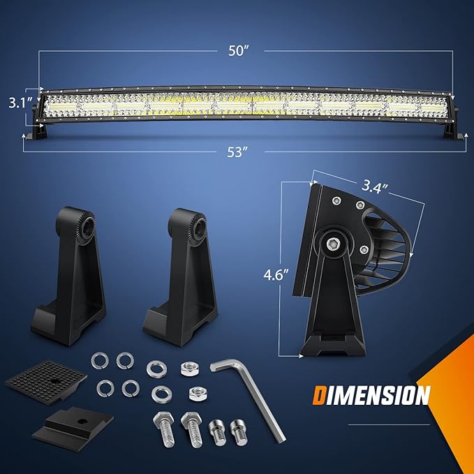 Nilight 50 Inch LED Light Bar Curved Triple Row Spot Flood Combo Work Lights 384 LED Chips High Power Driving Lighting Off Road Lights for Trucks SUV UTV ATV Truck 4x4 Boat