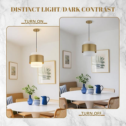 9.8" Modern Pendant Lights, Pendant Lights Kitchen Island with Milky White Glass Lampshade, Farmhouse Pendant Lighting for Dining Room Hallway Porch, 2 Pack