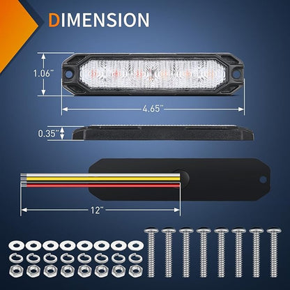 Nilight 6LED Emergency Strobe Lights 4PCS Ultra slim Surface Mount Hazard Caution Light bar 12-24V Sync Feature Warning Flashing Light kit for Truck Car Vehicle ATV SUV UTV Red and Yellow