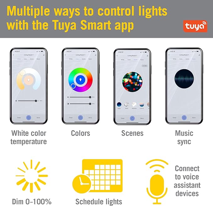 Armacost Lighting Canless Smart Recessed RGB+WW LED Downlights for New Build – 4 Pack