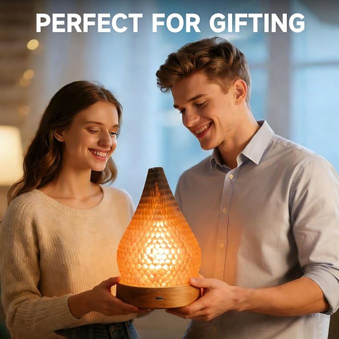 Modern Night Light Fixture Honeycomb Paper Minimalist Style LED Table Lamp Dimmable Nightlight Rechargeable Desk Decor Lamp for Living Room Kitchen Island Bar Entryway (Brown)