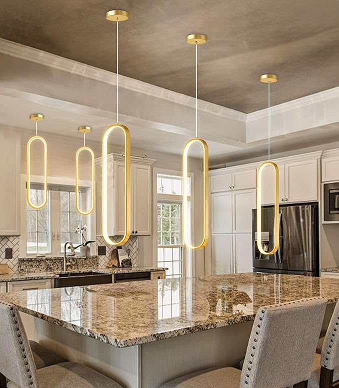 Ring Chandelier Modern LED Dimmable Pendant Lighting Adjust Ceiling Light for Kitchen Island Foyer Lobby Living Room Staircaes Gold