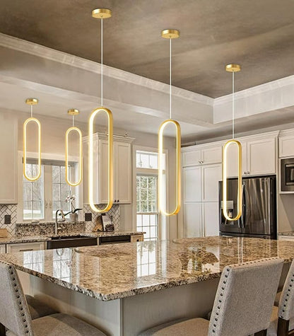 Ring Chandelier Modern LED Dimmable Pendant Lighting Adjust Ceiling Light for Kitchen Island Foyer Lobby Living Room Staircaes Gold