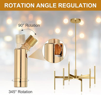 MECCANIXITY Sloped Ceiling Adapter, 90/345 Degree 60x15mm M10 Fine Thread Sloped Ceiling Light Fixture Adapter Kit for Ceiling Pendant Light Chandelier Track Suspend(Gold)
