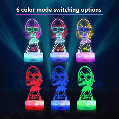 Girls Gifts, Singing Girl Birthday Gift, Cool 3D Night Light for Music Fans Merch, Table Lamp for Music Party Supplies, Decoration for Room, Night Light with Multi-Colors Change and Timing