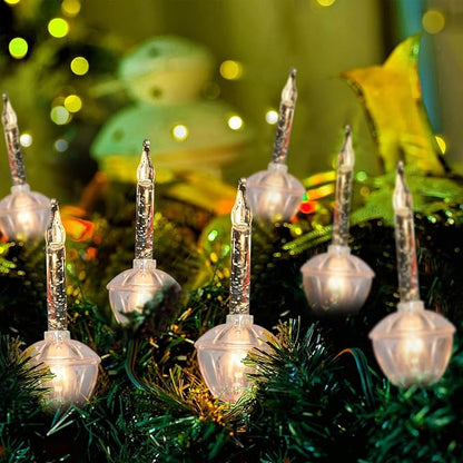 Oviejo Silver Bubble Lights for Christmas Tree,8.8Ft Vintage Bubble Lights with 10 Clear Silver Glitter Bulbs(1 Spare), C7 Christmas Bubble Decoration for Indoor Outdoor Patio Porch Tree Party Decor