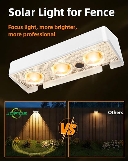 JOFIOS Solar Fence Lights Outdoor, 9 Fixed Colors ＆ Color Changing Fence Lights Solar Powered Waterproof IP65 Dusk-to-Dawn LED Deck Lighting for Patio, Railing, Pool, Porch, Backyard, Wall, 12 Pack