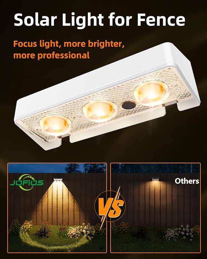 JOFIOS Solar Fence Lights Outdoor, 8 Pack, 9 Fixed Colors ＆ Color Changing LED Light Solar Powered Waterproof IP65 Dusk-to-Dawn Vinyl Fence Lights for Patio, Railing, Pool, Porch, Backyard, Wall