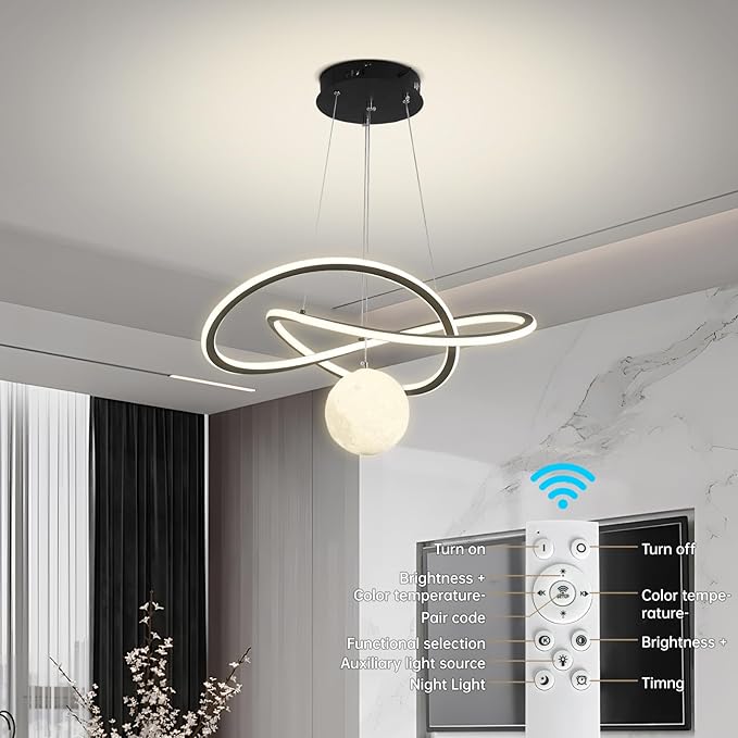 My Precious Modern LED Chandeliers, Chandelier for Living Room with Remote Control, Dimmable Pendant Lights with Mappable Lighting, High Ceiling Hanging Restaurant LED Chandelier for Dining Room