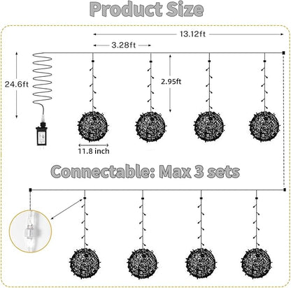 SenLuKit Outdoor Christmas Balls 4 Pack Hanging 11.8" LED Garden Sphere Tree Lights 8 Modes Waterproof String with Memory Timer Plug for Party Yard Porch Eave Patio Home Decoration-Cool White