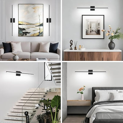 LED Bathroom Vanity Light, Modern Bathroom Light Fixture Over Mirror (Cool White 6000K), Vanity Light Bar with Angle Adjustable, 32 Inch, Black