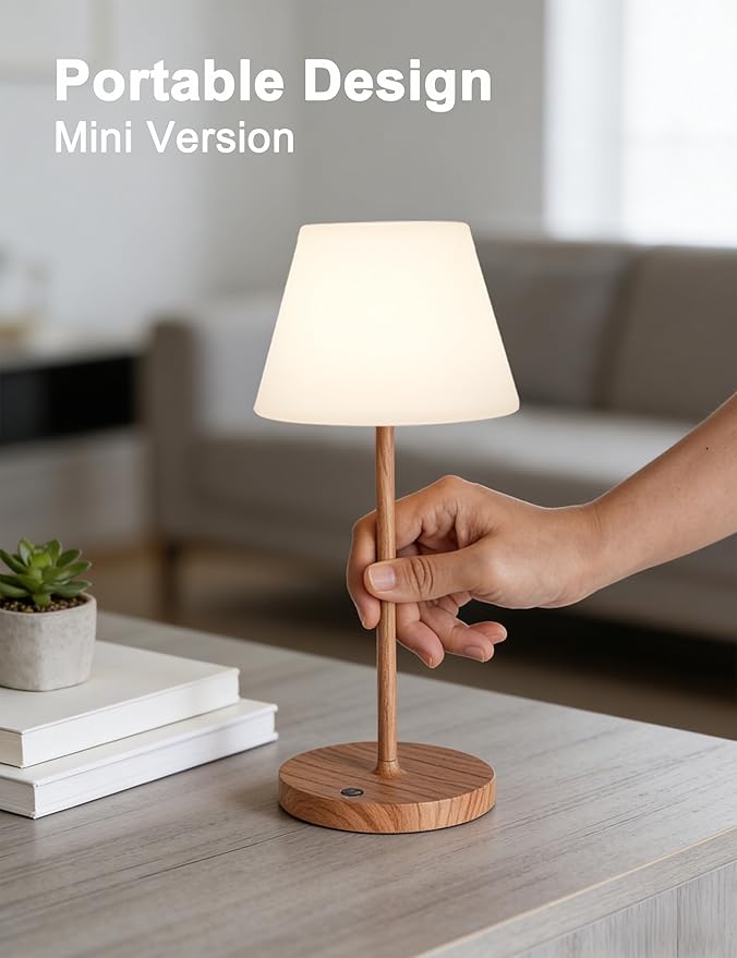 WEILAILUX Mini LED Cordless Table Lamp Rechargeable, 3000mAh Battery Operated Shower Lamp Waterproof, Touch Dimmable 2700K Night Light for Patio Camping Dining Outdoor (Mini Brick Red)