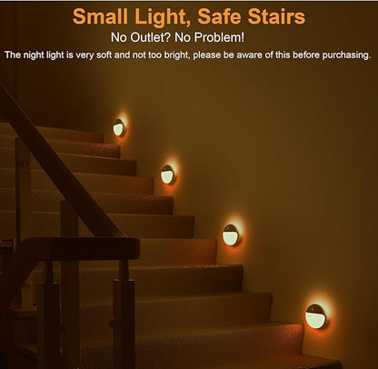 YUNLEX 2 Pack Amber Night Light, Battery Operated Night Light, 2.6" Small Sticky Lights, Dimming, 3 Light Modes, Motion Sensor Lights for Kids, Baby, Sleep, Bedroom, Bathroom, Toilet, Travel, Stairs