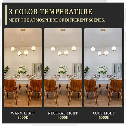 CATINER 4 Lights Modern Gold Sputnik Chandelier, L31 '' Large Mid Century Long Ceiling Pendant Light Fixtures with Milk Glass Globe Shades for High Ceiling Living Room Foyer Dining Room Bedroom