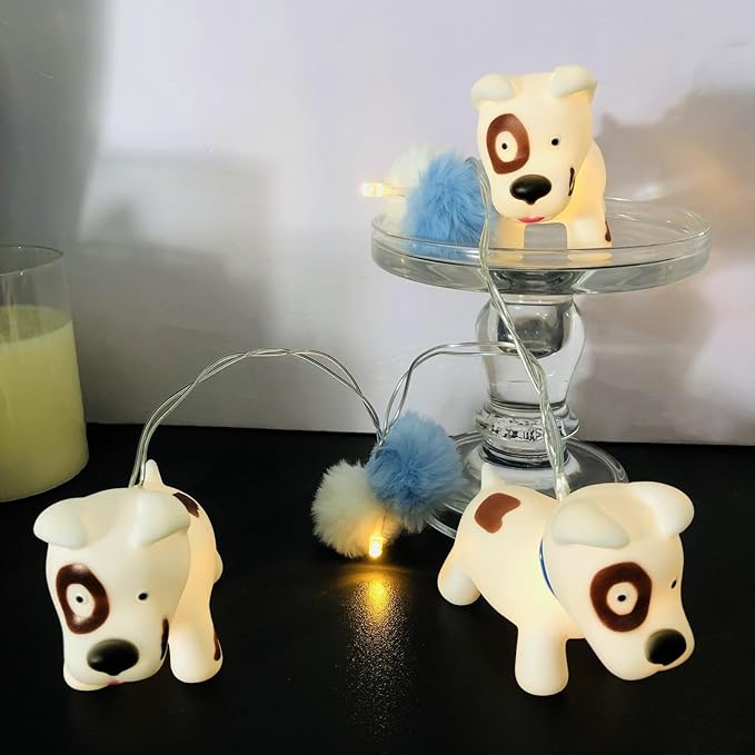 1.65M Cute Animal Bichon Frise Shape 10 Led Fairy Lights Painted Dog String Lights USB Powered for Halloween Christmas Thanksgiving Home Party Children Kids Bedroom Decoration (Bichon Frise)