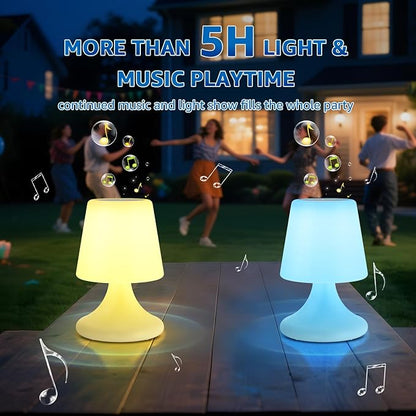 uuffoo Shower Lamp Cordless LED Table Lamp with Speaker Patio Outdoor Speaker with Lights RGB IP44 for Patio Pool Party Balcony Bathroom (Waterproof, Rechargeable)