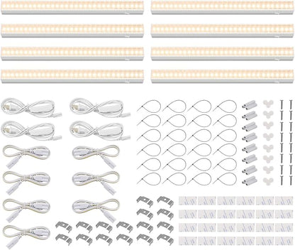 Barrina T5 Grow Lights, Grow Light Strip for Indoor Plants, 1ft Plant Lights for Indoor Growing, Full Spectrum LED Grow Light, Individual Switch, Linkable, Plug and Play, Yellow, 8-Pack