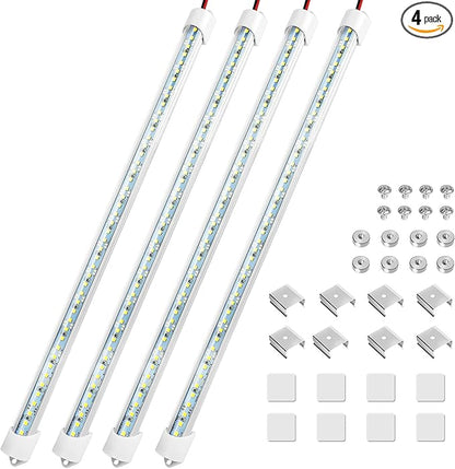 Linkstyle 4PCS 12V LED Interior Light Bar, 192LEDs LED Strip Light Lamp with Switch, Super Bright 6500K LED Lighting for Car Trailer Truck RV Cargo Boat Cabinet