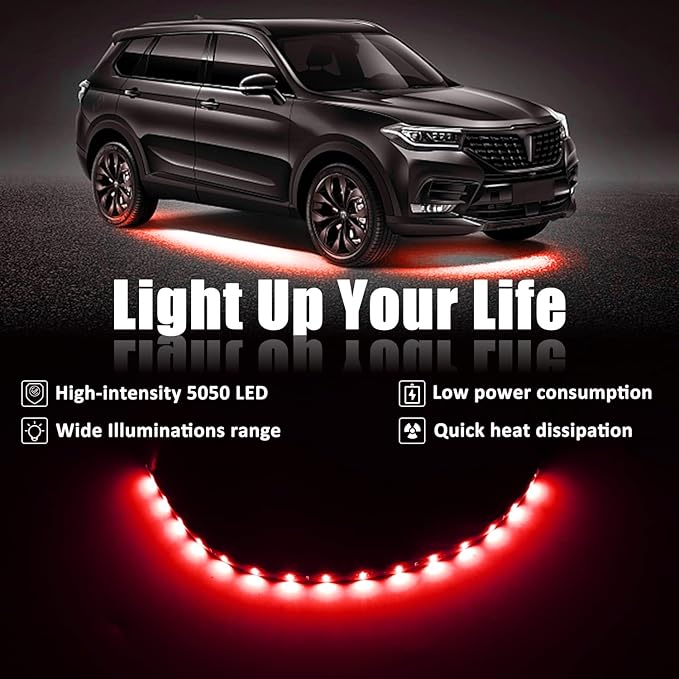 Red 12v 15 Led 30cm Car Flexible Waterproof Underbody Light Strip Pack of 20
