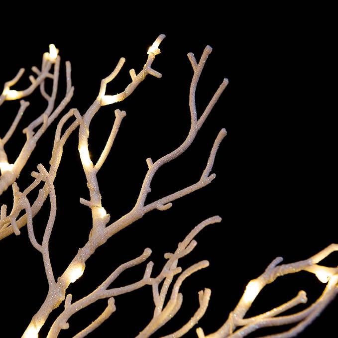 LIGHTSHARE 24IN Lighted Willow Tree Bonsai 70 Mini LED Lights Artificial White Birch Tree for Home, Festival, Wedding, Nativity, Party, and Christmas Decoration, Plug in or Battery (White)