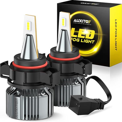 AUXITO 5202 H16 LED Fog Light Bulbs, 6500K Cool White, 400% Brightness CSP Chips, 5201 PS19W PS24W 9009 12085 Halogen Bulb DRL Replacement for Sierra Silverado Yukon Tahoe Canyon, 2Pack