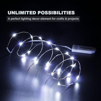 CYLAPEX 12 Pack Fairy Lights Battery Operated 7ft 20 LED Mini String Lights Silver Wire Firefly Starry Moon Lights for Wedding Mason Jars Party Christmas Centerpiece Table Decorations, Cool White