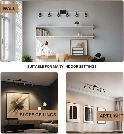 Modern LED 6-Light Track Lighting, Matte Black, 44 Inch, 6 GU10 LED Bulb Included, Directional Lighting, Kitchen Lighting Fixtures Ceiling, Spotlight Fixtures, Wall Lights for Living Room