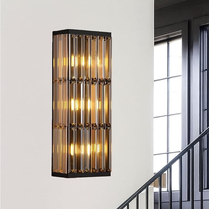 Rustic Black Wall Sconce with Glass Vintage Antique Wall Light Fixture Retro Farmhouse Mid Centry Wall Sconce for Bedroom, Living Room, Mirror, Fireplace