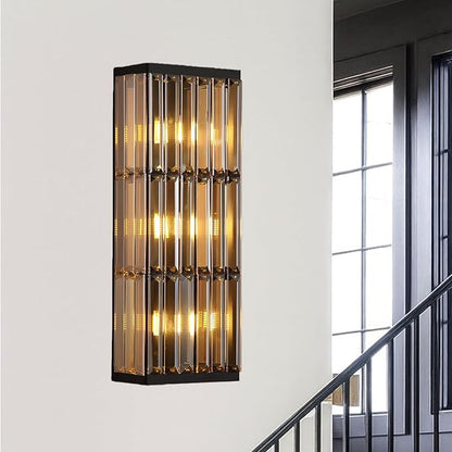Rustic Black Wall Sconce with Glass Vintage Antique Wall Light Fixture Retro Farmhouse Mid Centry Wall Sconce for Bedroom, Living Room, Mirror, Fireplace