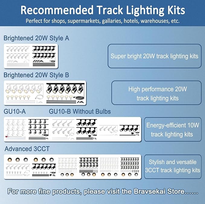 8PCS White H Type Track Lighting Rails Kit, 120V Single Circuit 3-Wire H Track Rail 26FT with Extra 8 I Connectors and Wall Anchors, Made of Aluminum and Strength Guarantee