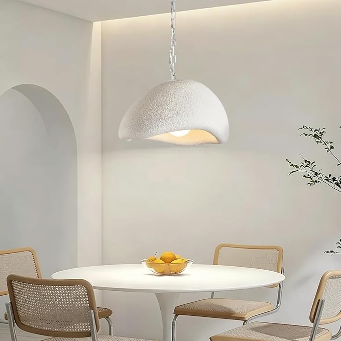 Wabi Sabi Pendant Lights,15.7in White Modern Pendant Light Resin Hanging Lamp Kitchen Island Lighting Modern Japandi Chandelier for Dining Room Bedroom Hallway Restaurant Foyer