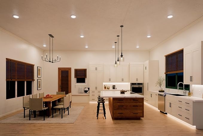 Kichler Low Profile LED Downlight - Gen Select 5-in-1 Downlight White, for Wet or Damp Spaces, 2700K-5000K, Color Temperature Select, Power Surge Protected, (7.38" Dia x 1.35" H) 43874WH5CCT