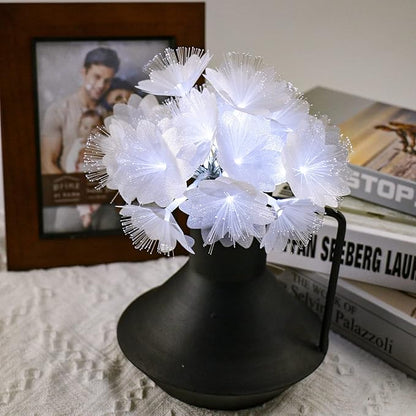 Cool White Flower Fibre Optic Fairy Lights,20 LED Flower String Lights 14 FT Waterproof Fairy Light Battery Operated for Indoor Outdoor Wedding,Christmas,Garden,Party Decoration