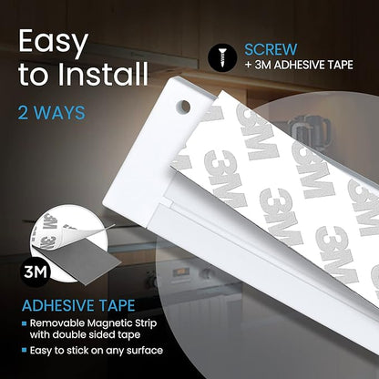 EShine 3 Pack 12 inch White Smart Dimmable LED Under Cabinet Lighting Kit Compatible with Alexa, Google - Warm White (3000K)