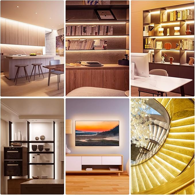 DAYBETTER Under Cabinet Lighting kit,8 PCS Under Cabinet Lights,Dimmable LED Strip Lights for APP Control,LED Lights for Kitchen Cabinet,Counter Shelf 2700K-6500K Warm to Daylight White,Timing,13.2ft