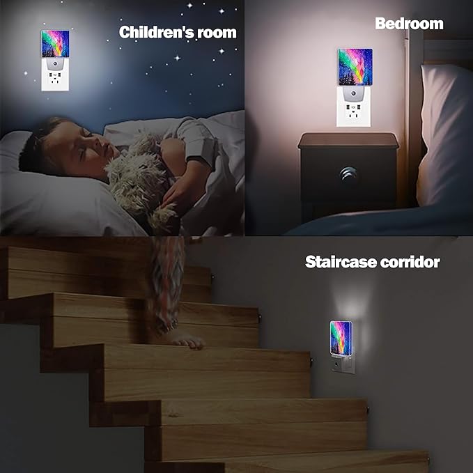 Northern Lights Night Light, Winter Forest Plug into Wall with Dusk to Dawn Light Sensors, Warm Nightlights for Bedroom, Bathroom, Hallway, Kitchen, Gifts Ideal for Boys Girls Women Men